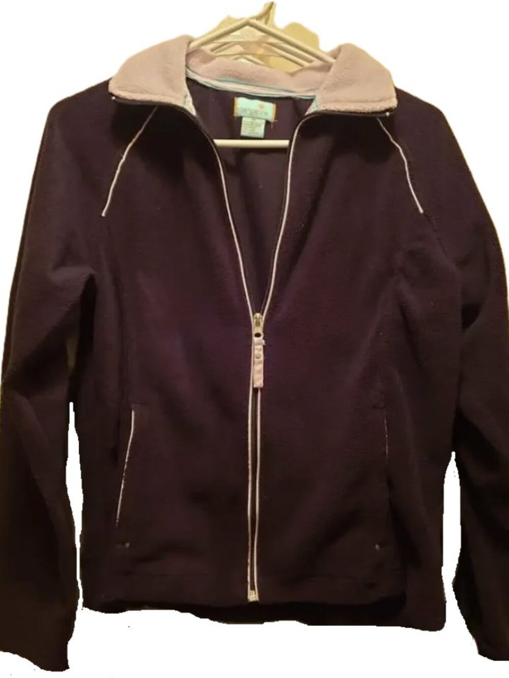 NWT 💜 TANGERINE Active Black w/ Lilac Trim Fleece Jacket - Womens Size M Medium